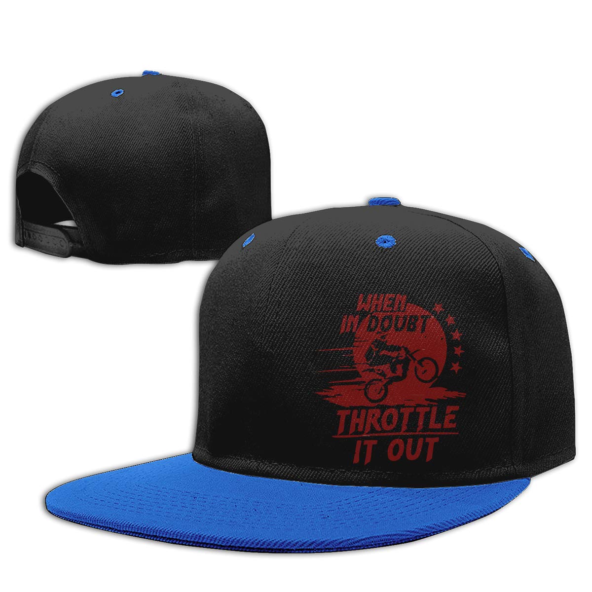 HAUGNCAP03 Dirt Bike Hip Hop Baseball Cap for Boys & Girls - Adjustable Snapback Hat with Solid Flat Bill | Perfect for Motocross, Skateboarding & Urban Street Style