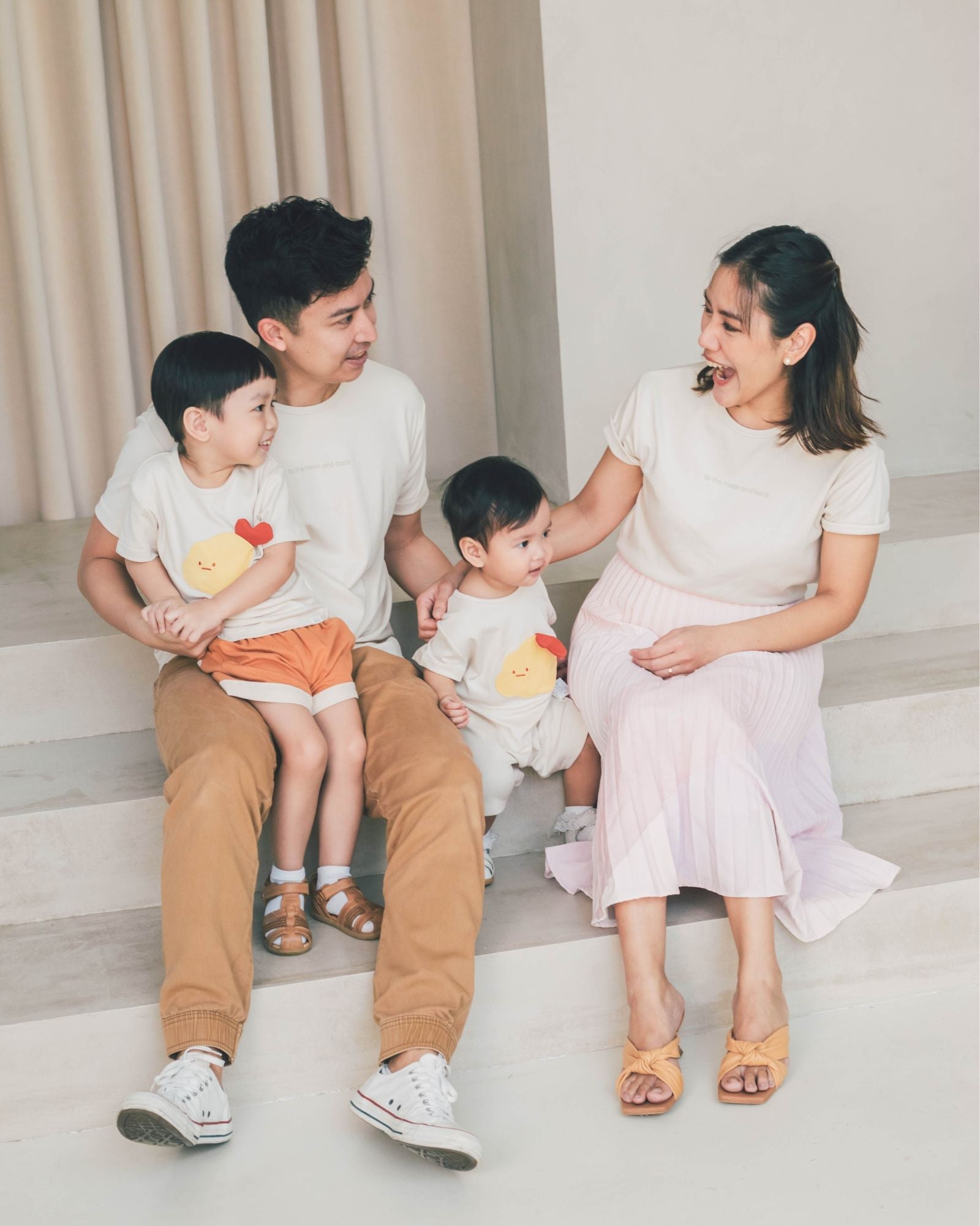 Premium Cream Family Matching T-Shirt Gift Set - Soft Cotton Couple & Family Outfits for Holidays, Photos, and Special Occasions