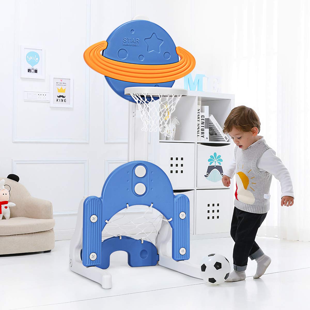 Costzon Adjustable Kids Basketball Hoop Set - Indoor/Outdoor Sports Toy for Toddlers - Best Gift for Boys & Girls