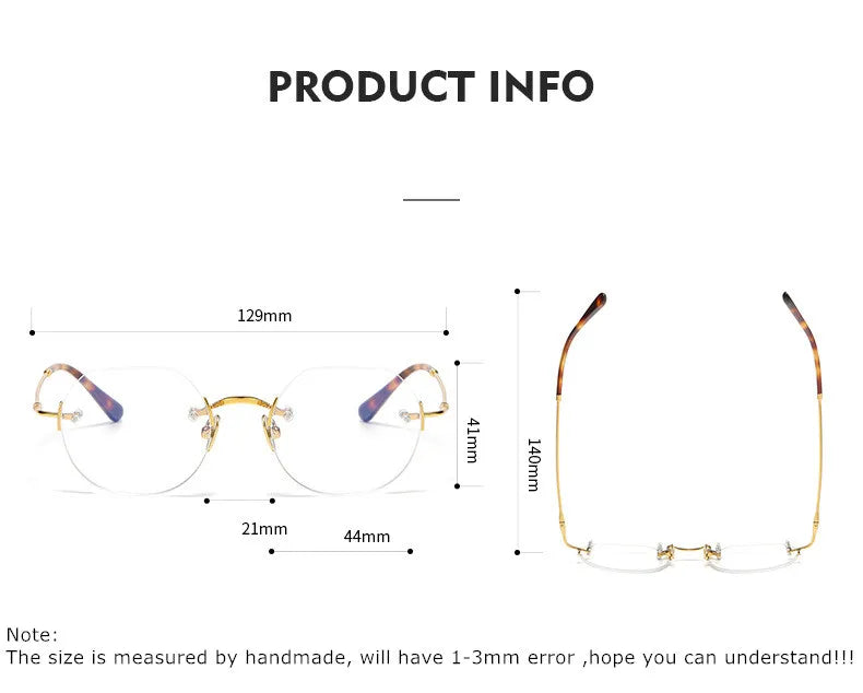 Aimee Women's Rimless Flat Top Polygon Titanium Eyeglasses Frame 19008 - Lightweight & Durable for Work, Reading & Fashion Accessories