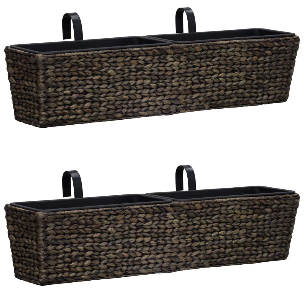2-Pack Brown Water Hyacinth Garden Planters - Natural Wicker Baskets for Indoor/Outdoor Plants, Flowers & Home Decor