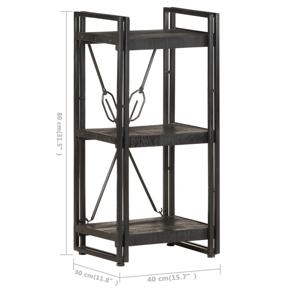 3-Tier Bookcase with Storage Shelves - Solid Mango Wood Bookshelf for Bedroom, Living Room & Office - 15.7