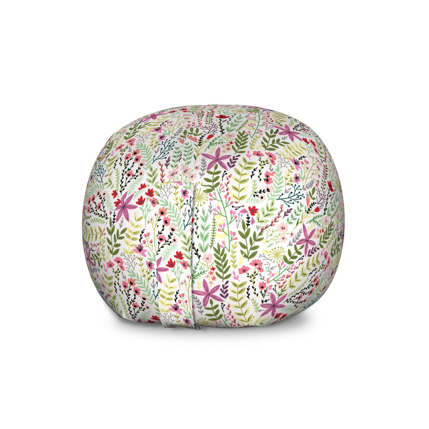 Ambesonne Large Washable Toy Storage Bag Chair - Wild Floral Pointy Petals Design, Stuffed Animal Organizer for Kids Room, Multicolor | Perfect for Spring Cleaning, Playroom Organization & Cozy Reading Nook