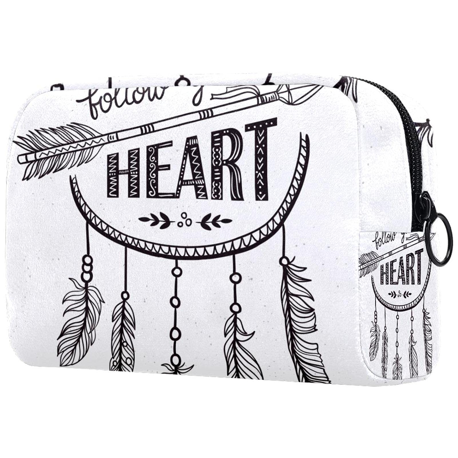 Large Dreamcatcher Arrow Cosmetic Bag for Women - Follow Your Heart Travel Makeup Case with Zipper, Portable Toiletry Organizer Pouch | Perfect for Travel, Gym, and Daily Beauty Essentials