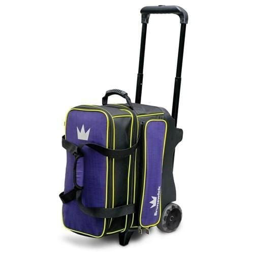 Brunswick Crown Deluxe Double Roller Bowling Bag - Purple & Yellow for Men & Women - Perfect for League Play, Tournaments & Casual Bowling Outings
