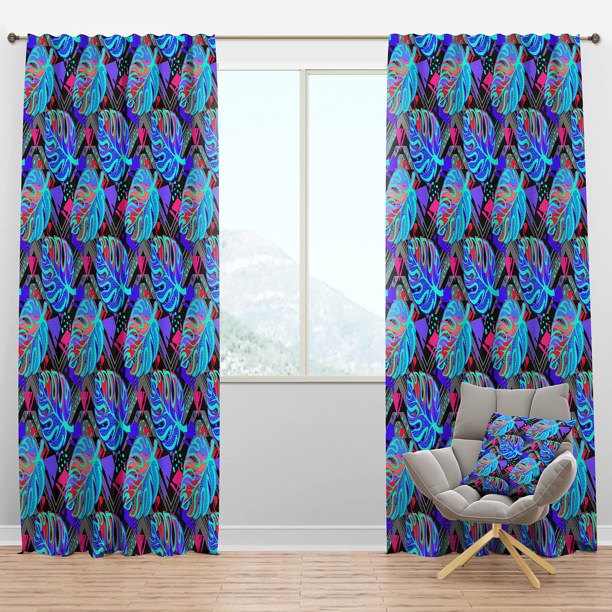 Exotic Leaves Blackout Curtains - Thermal Insulated Single Panel (52x84 inches) for Bedroom & Living Room - Noise Reducing & Energy Saving Window Drapes - Perfect for Home Theater, Nursery, and Shift Workers