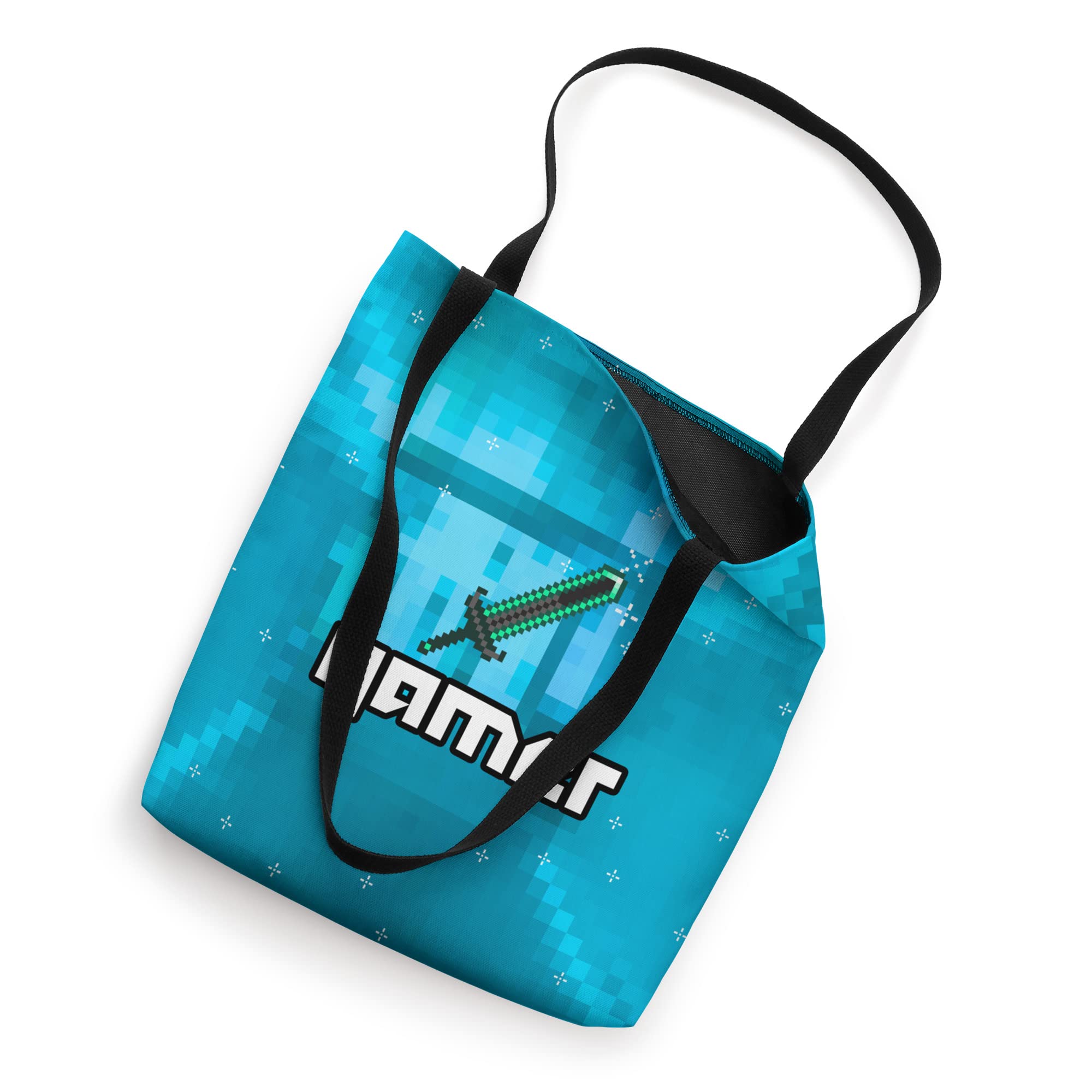 Pixel Art Gamer Sword Tote Bag for Men & Boys - Cool Video Game Accessory for Gaming Enthusiasts - Perfect for Conventions, School & Everyday Use