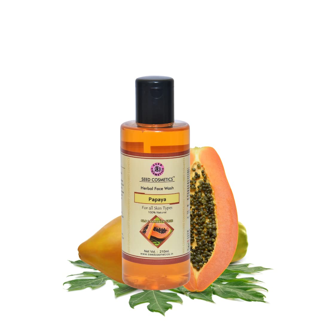 Seed Cosmetics Papaya Face Wash 210g - Brightening & Glowing Skin Formula, Dark Spot & Pigmentation Remover - SLS & Paraben Free - Pack of 1 - Perfect for Daily Skincare Routine & Acne-Prone Skin