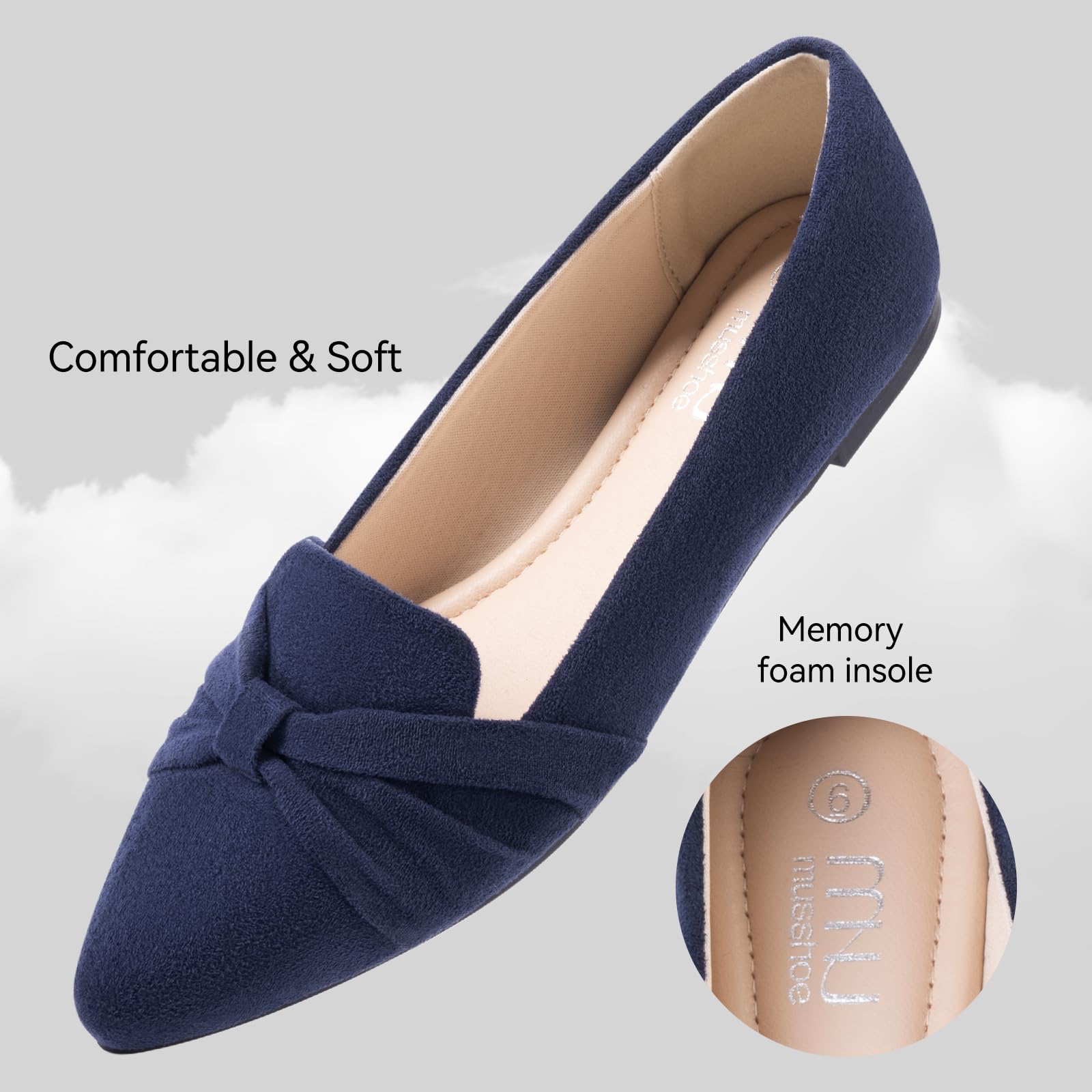 MUSSHOE Women's Comfortable Slip-On Flat Shoes - Casual & Dressy Loafers for Work, Office, and Everyday Wear