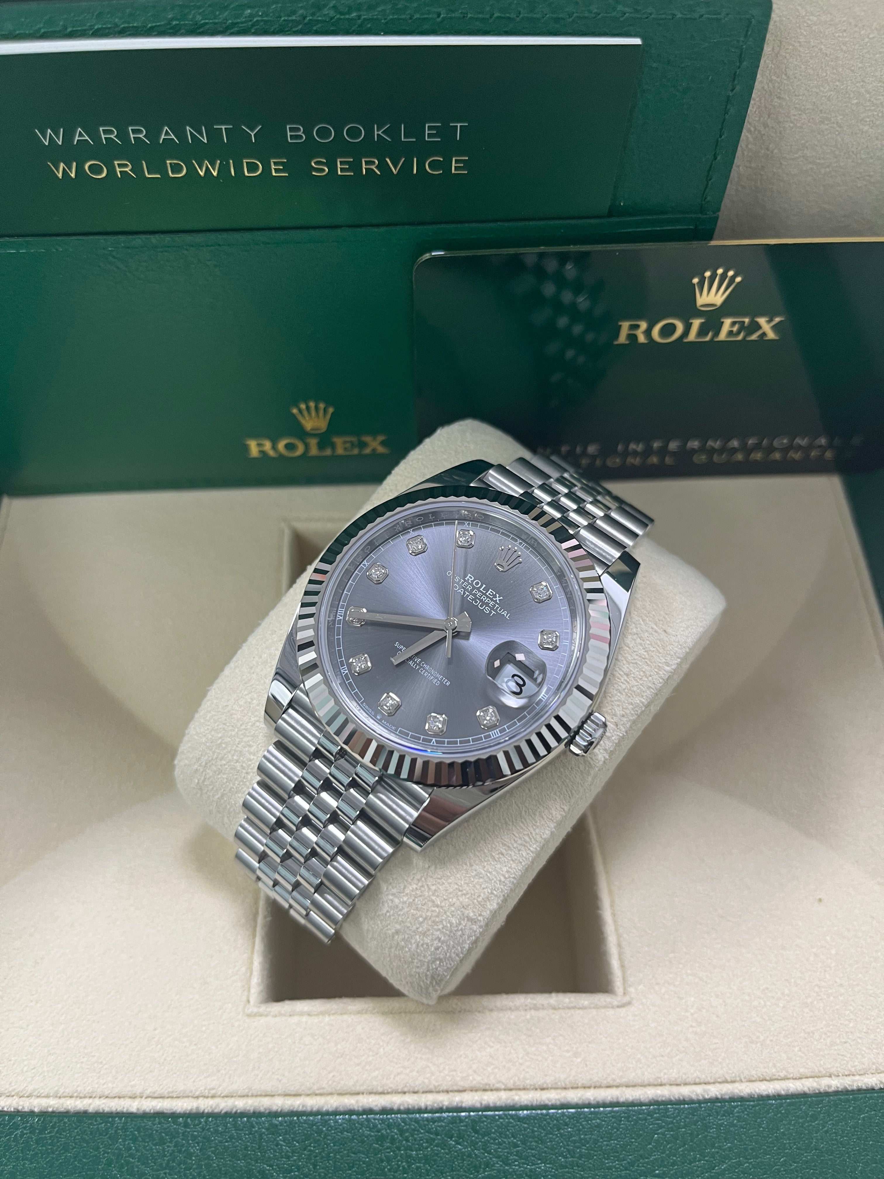 Rolex Datejust 41 18K White Gold & Steel Watch - Dark Rhodium Diamond Dial, Jubilee Bracelet (Ref #126334) | Luxury Men's Dress Watch for Business & Formal Occasions