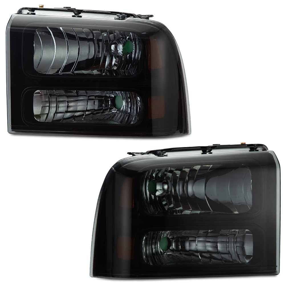 Ford F250 F350 Headlights Assembly 2005-2007 Replacement - Super Duty & Excursion - Chrome Housing Clear Lens for Night Driving