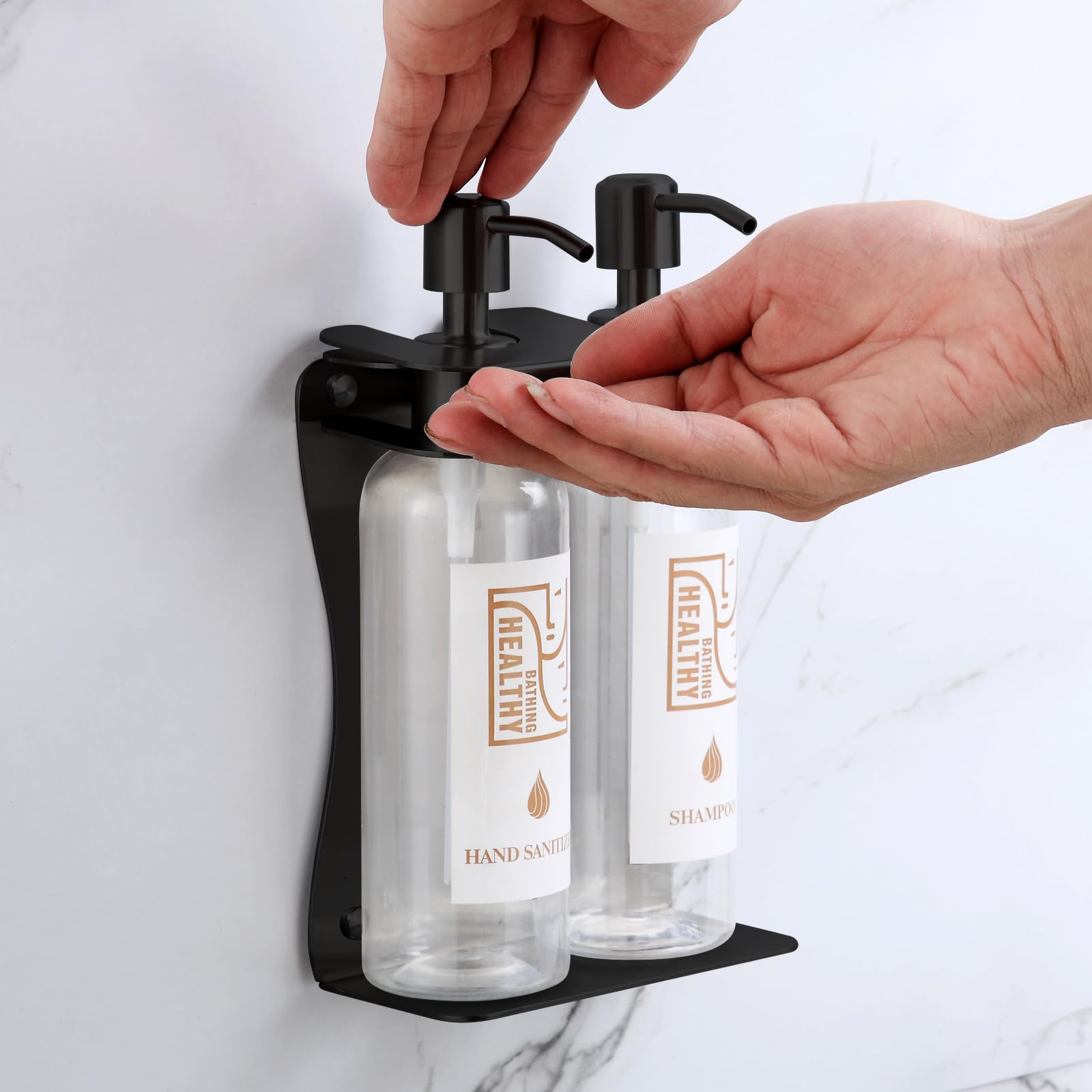 Refillable Wall-Mounted 3-in-1 Shampoo, Conditioner & Shower Gel Dispenser with Pump - Space Saving Bathroom Organizer for Showers, Gyms, and Spas (KCHS-2)