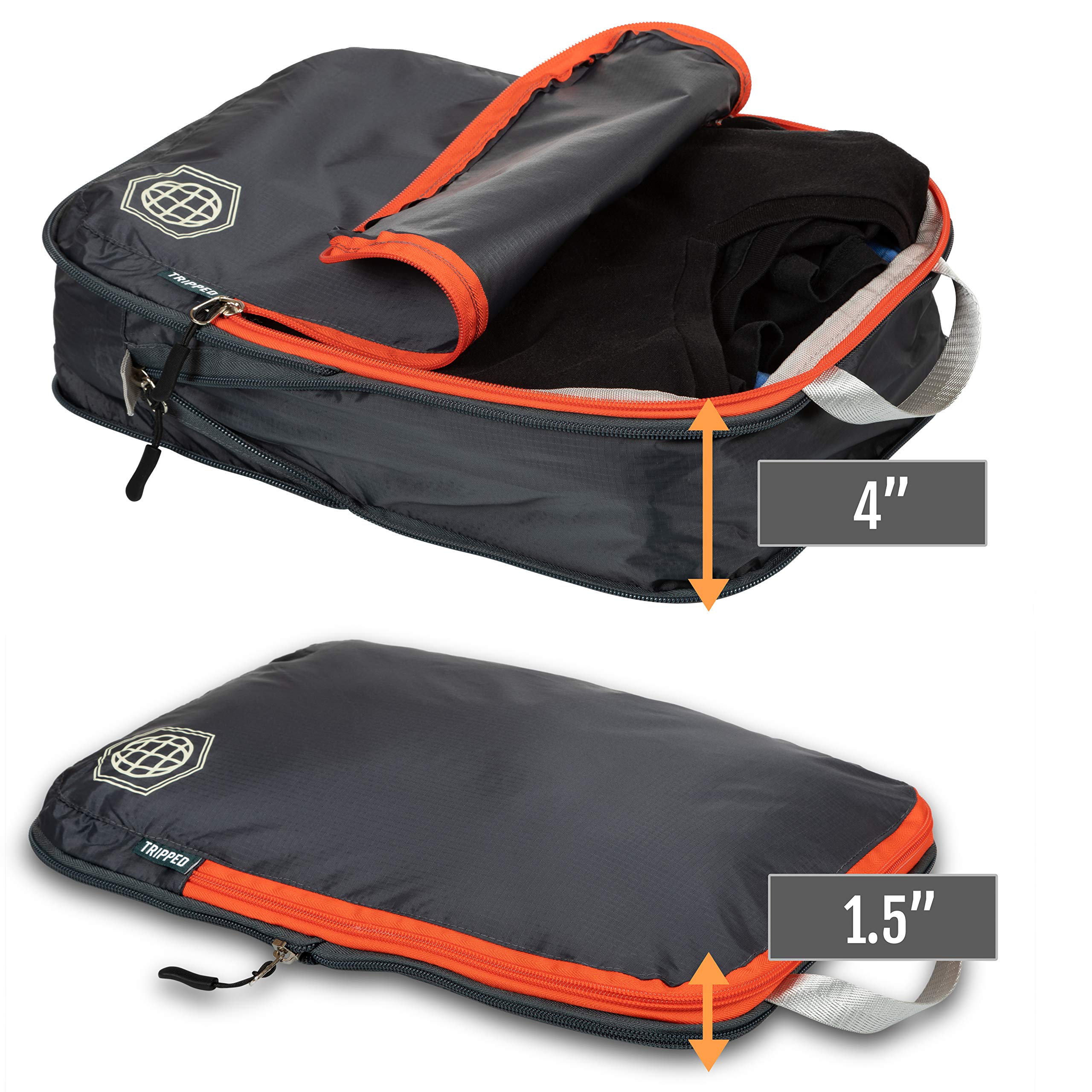 TRIPPED Travel Gear Compression Packing Cubes - Lightweight Luggage & Backpack Organizer for Clothes, Perfect for Business Trips, Vacations & Weekend Getaways