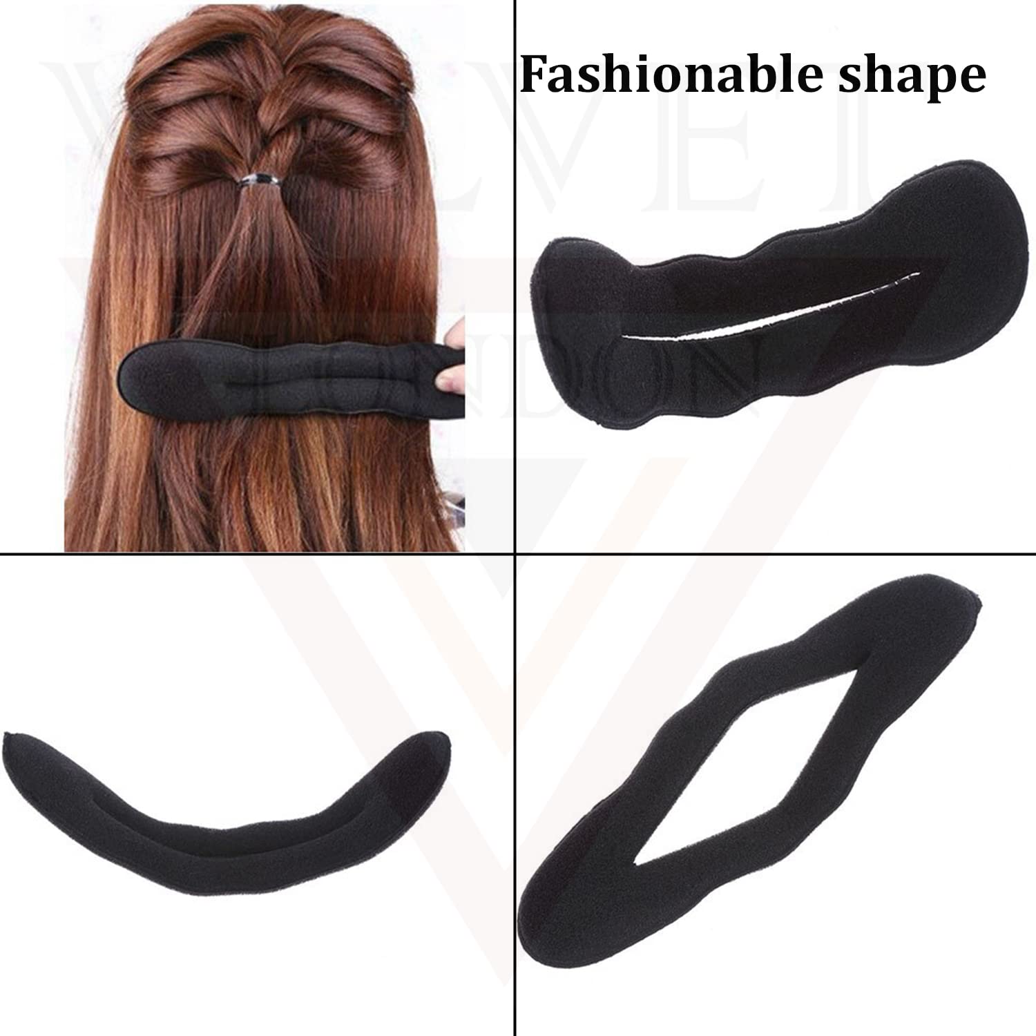 2Pcs Magic Hair Bun Maker & Donut Twister - Hair Styling Wraps, Roll Clips for Ponytail & French Twist - Women's Hair Accessories (Black) - Perfect for Work, Party & Everyday Hairstyles