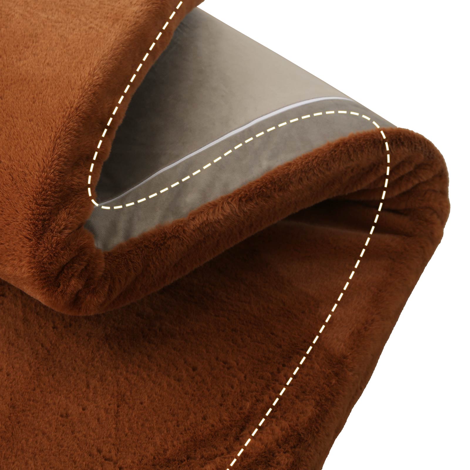 MAXYOYO Faux Fur Removable Futon Mattress - Soft Fluffy Couch Bed for Lounging, Napping & Sleeping - Brown - Perfect for Living Room, Bedroom & Guest Room Comfort