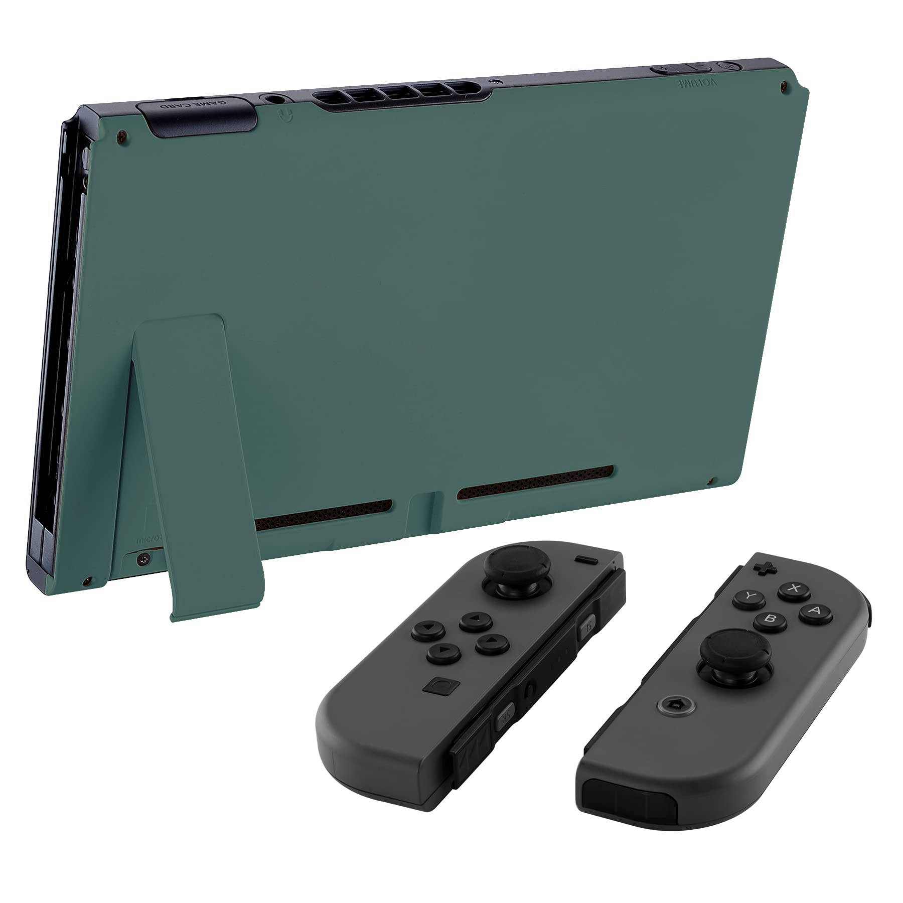 eXtremeRate Soft Touch Grip Pine Green Back Plate Replacement Shell Case for Nintendo Switch - DIY Housing Cover with Kickstand (JoyCon Not Included) | Perfect for Gaming Comfort & Console Protection