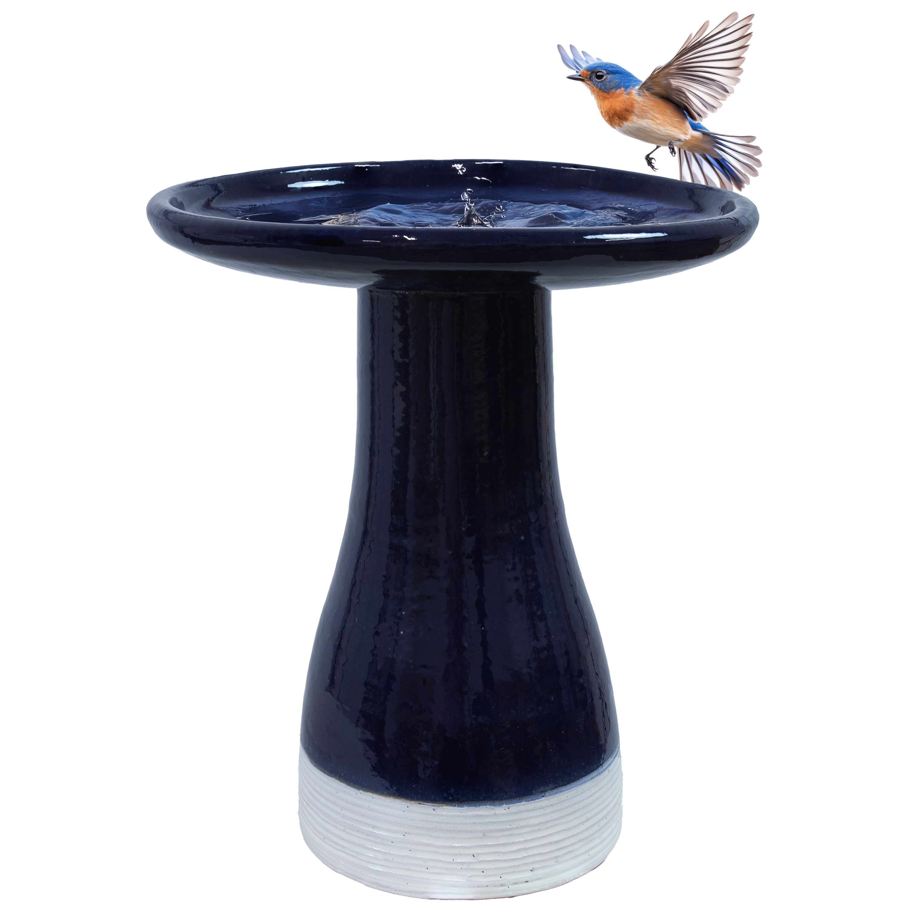 Sunnydaze Glazed Ceramic Duo Tone Outdoor Bird Bath - Garden Decor for Attracting Birds & Enhancing Outdoor Spaces