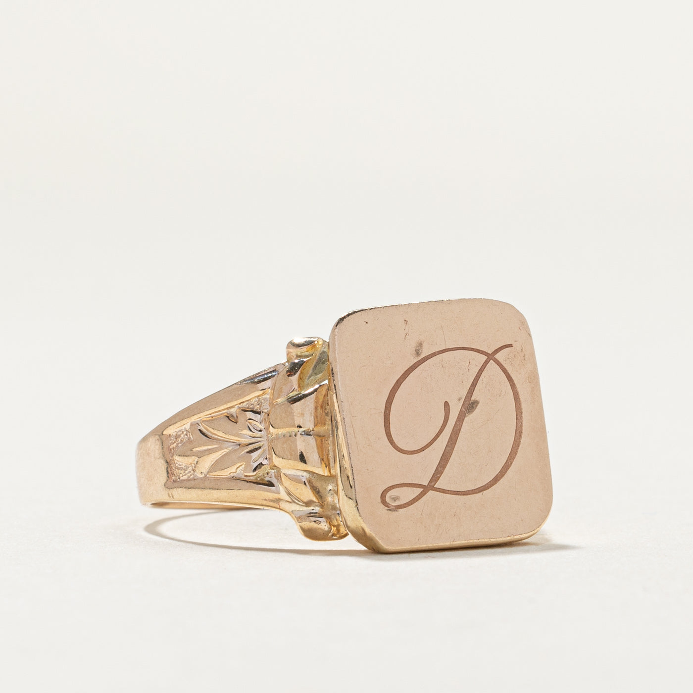 Vintage 10K Yellow Gold D Initial Signet Ring for Men - Size 10.5 | Classic Monogram Jewelry Gift for Birthday, Anniversary & Graduation | Perfect for Formal Events & Everyday Wear