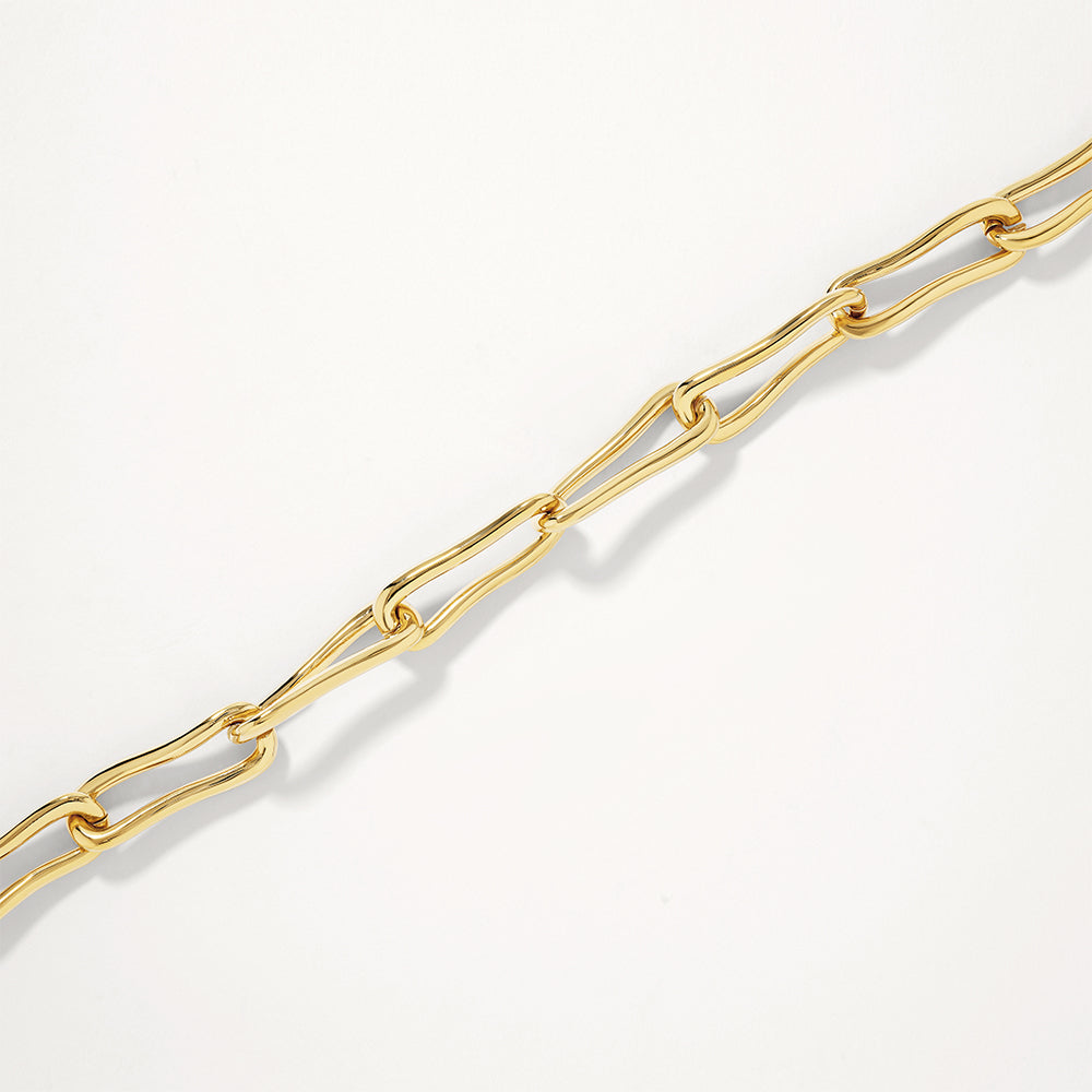 Gold Pinched Paperclip Chain Necklace - Elegant Layering Jewelry for Women, Perfect for Everyday Wear & Special Occasions