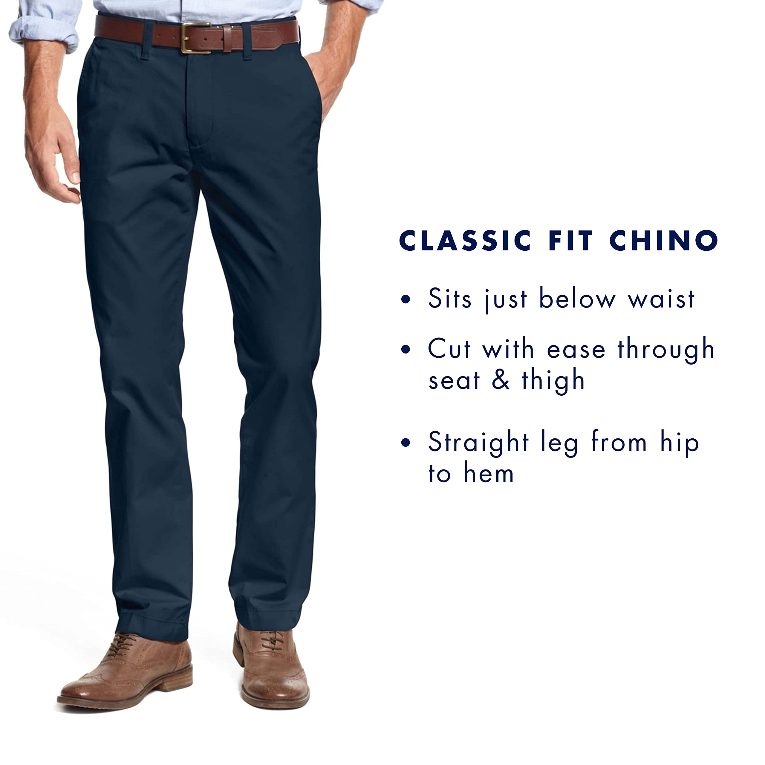 Tommy Hilfiger Men's Big & Tall Stretch Cotton Chino Pants - Classic Fit Comfortable Casual Dress Pants for Work, Office & Everyday Wear