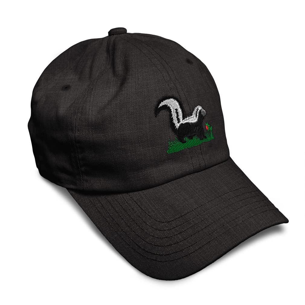 Soft Cotton Baseball Cap with Skunk Embroidery - Wild Animal Design Twill Dad Hat for Men & Women | Outdoor Sports & Casual Wear