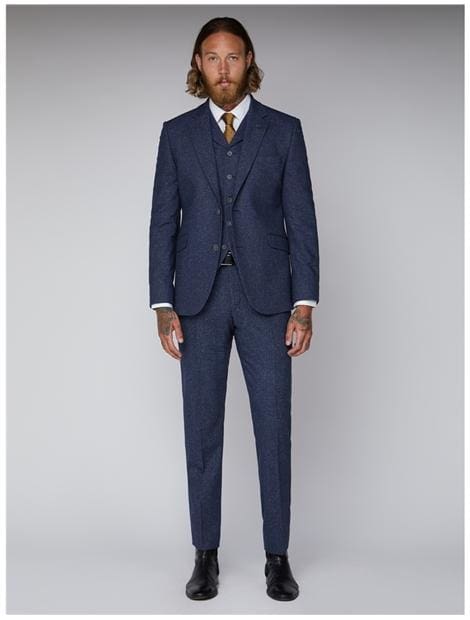 Gibson Blue Tweed Slim Fit Jacket for Men - Classic Wool Blazer with Notch Lapel - Perfect for Business, Office, and Formal Occasions
