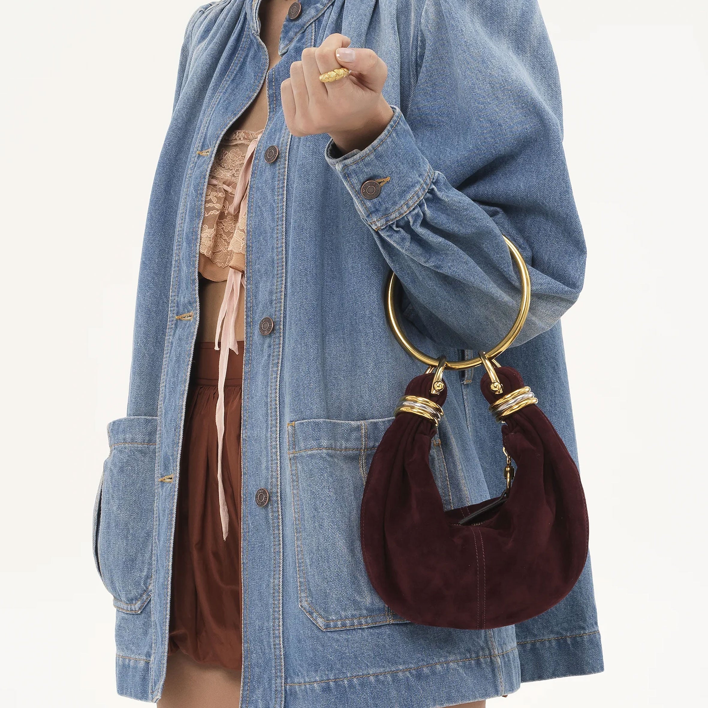 Small Suede Bracelet Bag in Violet - Elegant Wristlet Purse for Women, Perfect for Parties, Concerts & Night Out Accessories