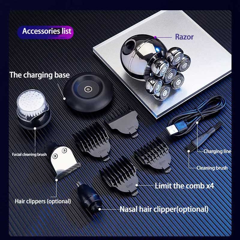 7D Floating Electric Razor for Men - Waterproof Beard Trimmer & Shaver with Portable Base Charging | Perfect for Travel, Gym & Daily Shaving