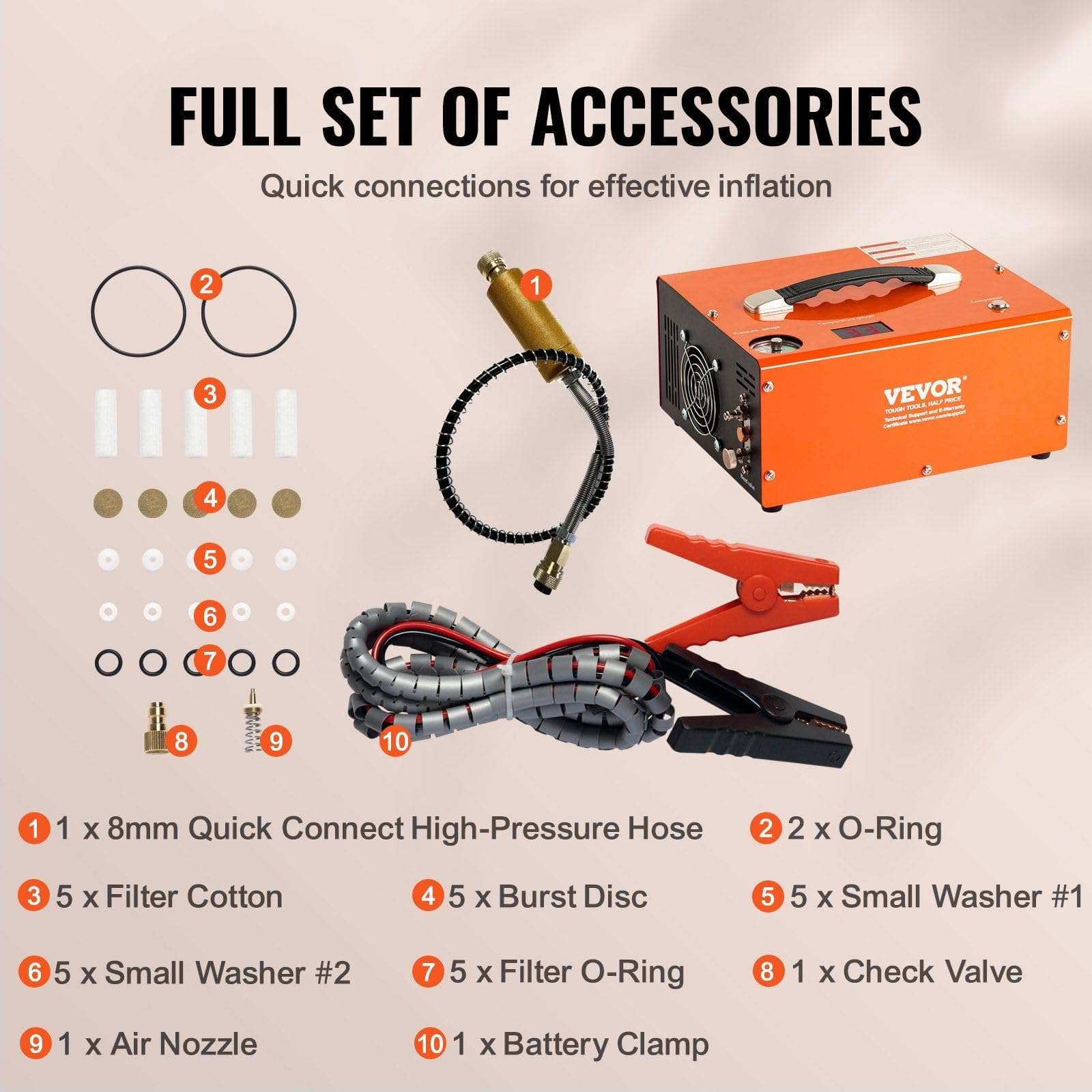 4500PSI Portable PCP Air Compressor with Built-in Converter | Oil-Free & Water-Free | DC12V/AC120V Dual Power | Auto-Stop Protection | for Air Rifles, Paintball Tanks & Scuba Diving Bottles | Hunting, Sports & Outdoor Activities