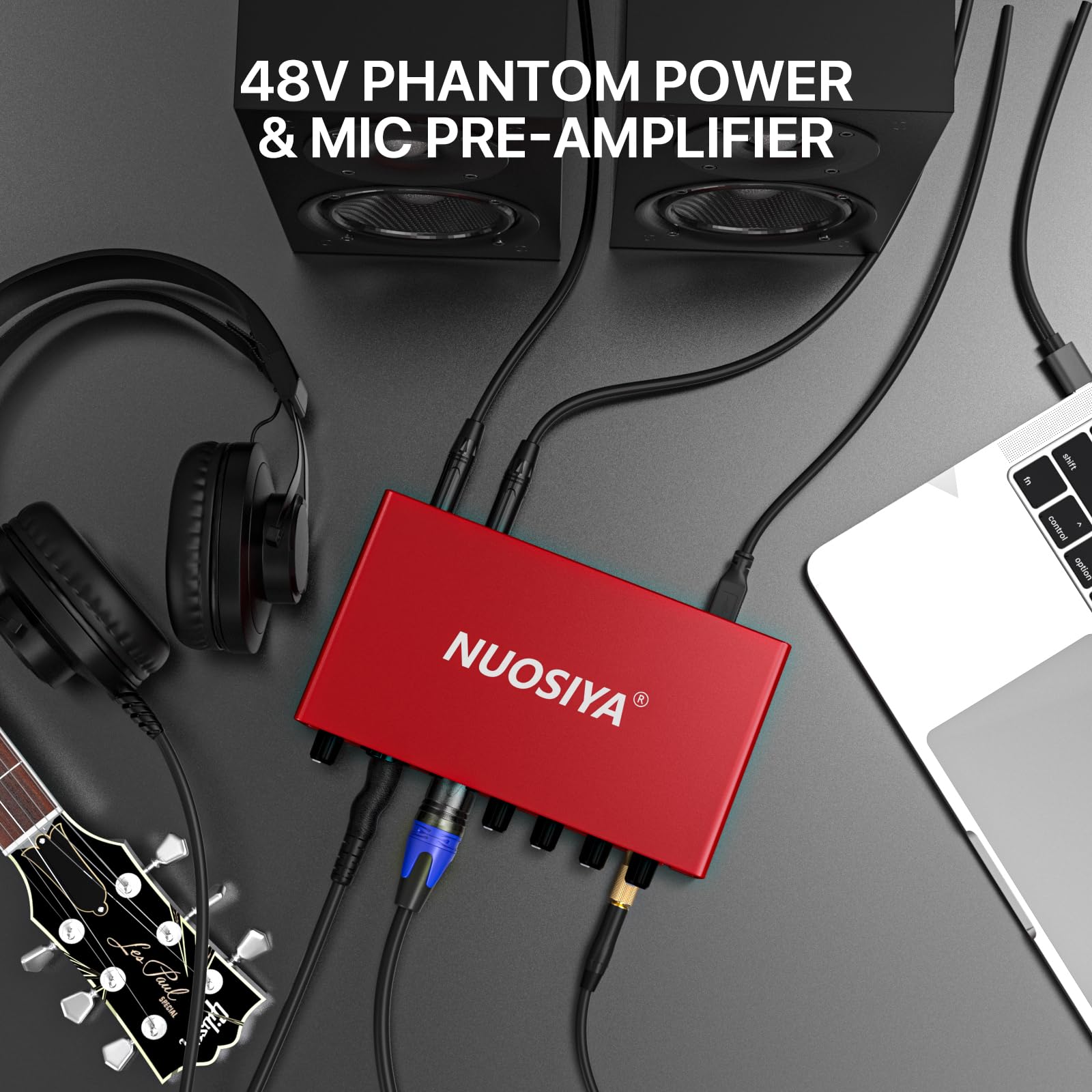 Professional USB Audio Interface for PC & Mac - 2x2 Guitar Recording Interface with 24Bit/192kHz, 48V Phantom Power | Perfect for Music Production, Podcasting, Live Streaming & Home Studio Recording