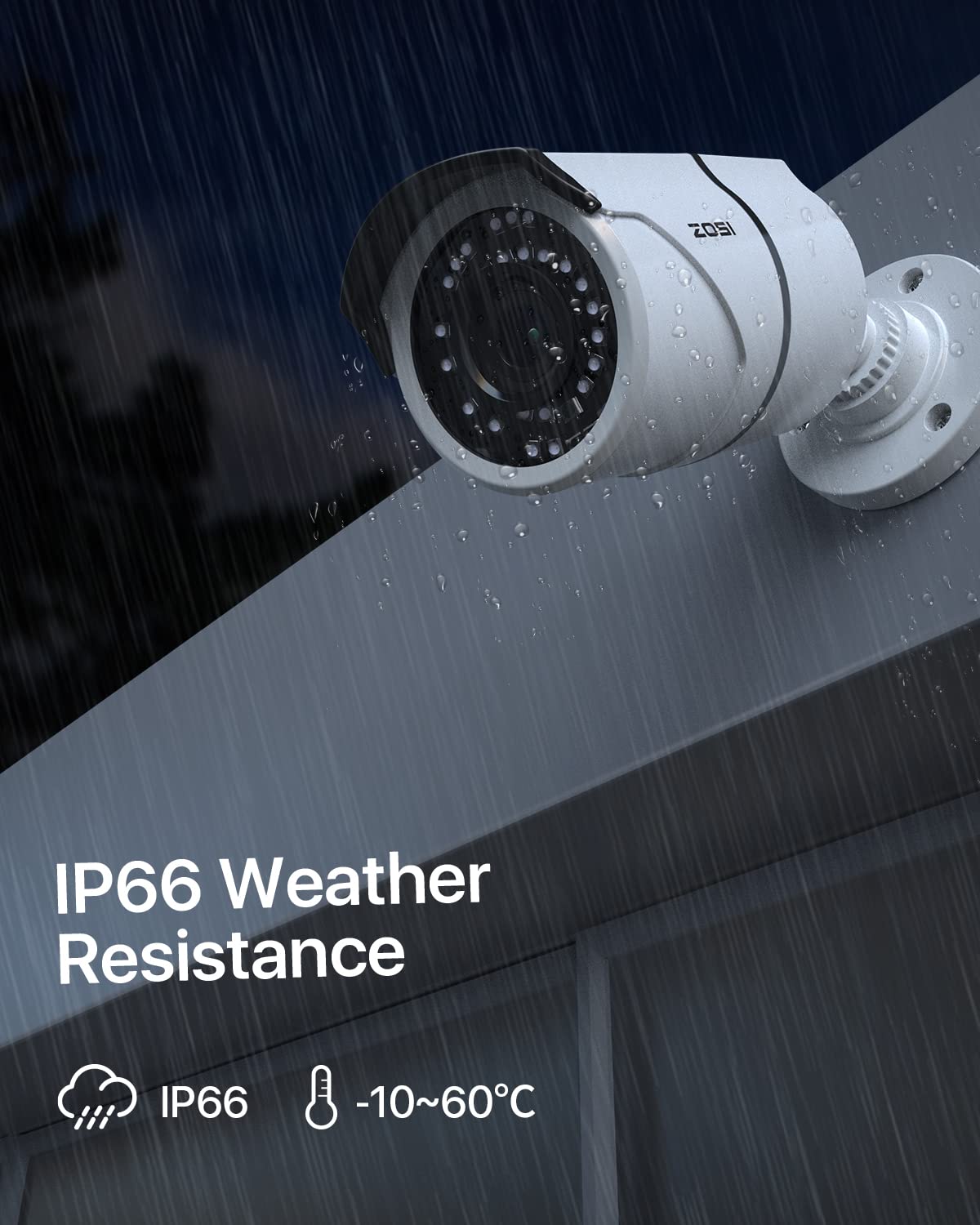 ZOSI 2-Pack 5MP Outdoor POE IP Security Camera with Ethernet Cables - 120ft Night Vision, IP66 Weatherproof, Bullet Design - Compatible with ZOSI PoE NVR Recorder (Model: ZR08EN, ZR08DN, ZR08PN, ZR16DK) - Ideal for Home Security, Business Surveillance & Property Monitoring