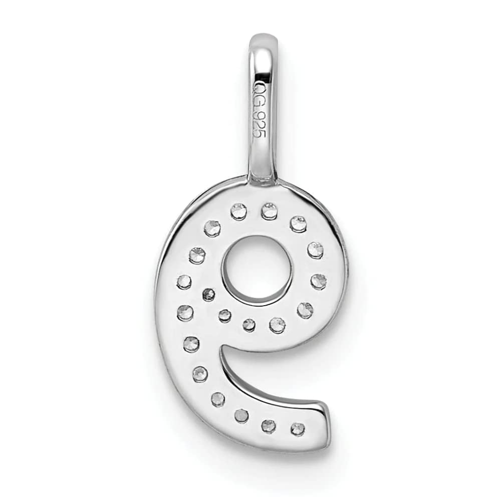 14K White Gold Diamond Women's Number 9 Charm Pendant - Elegant Bijou Jewelry for Birthdays, Graduation Gifts & Special Occasions
