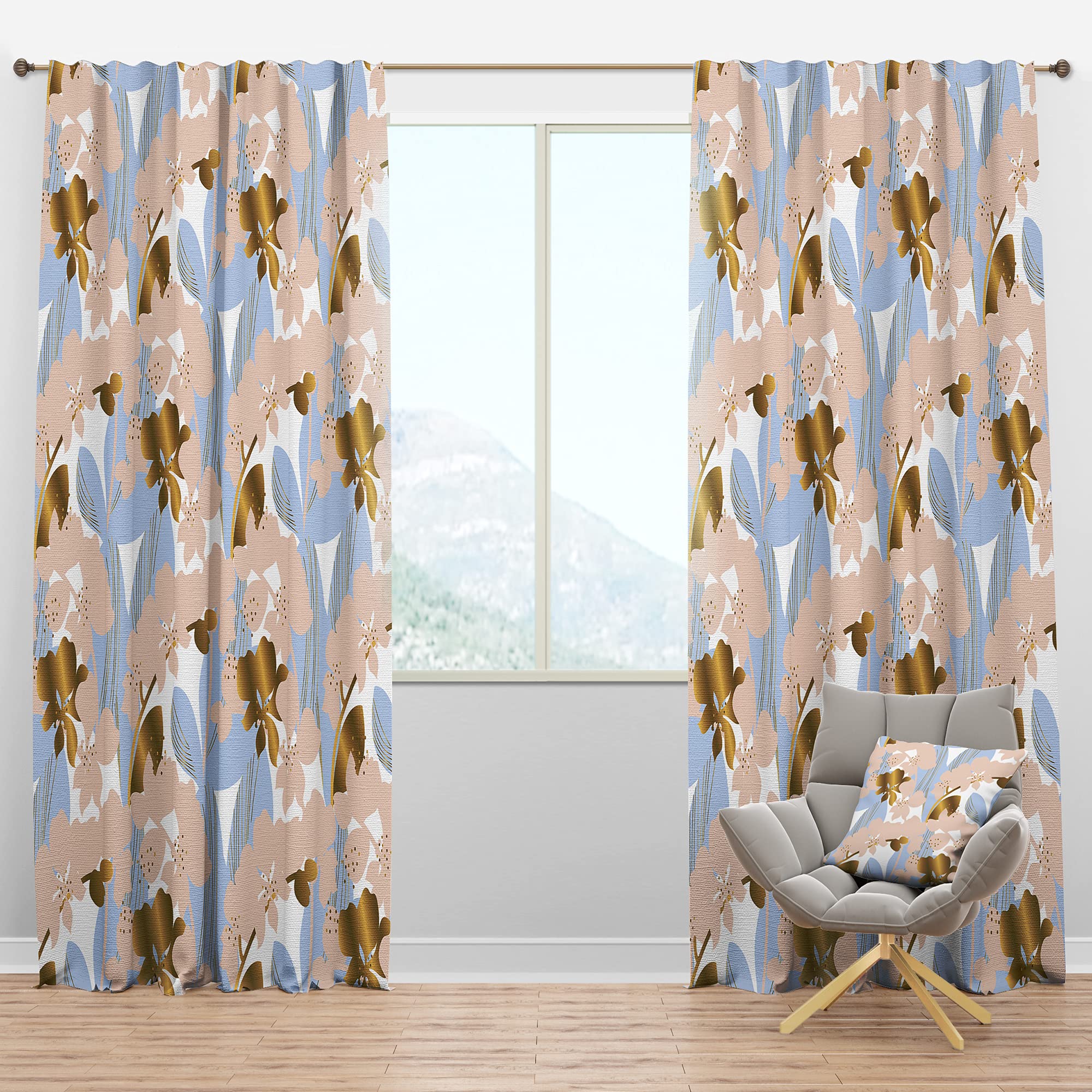 Blackout Curtains 'Golden Foliage XV' - Thermal Insulated Single Panel (52x95 inches) for Bedroom & Living Room - Noise Reducing & Energy Saving Window Drapes for Better Sleep & Home Decor