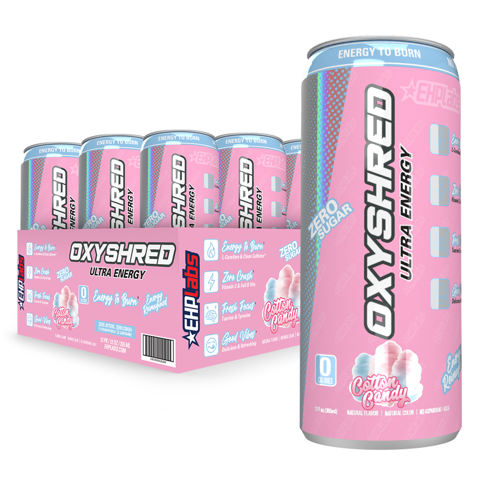 EHP Labs OxyShred Ultra Energy Drink RTD - 12 Pack (355ml Each) | Fat Burning & Performance Booster | Pre-Workout, Gym & Fitness Fuel
