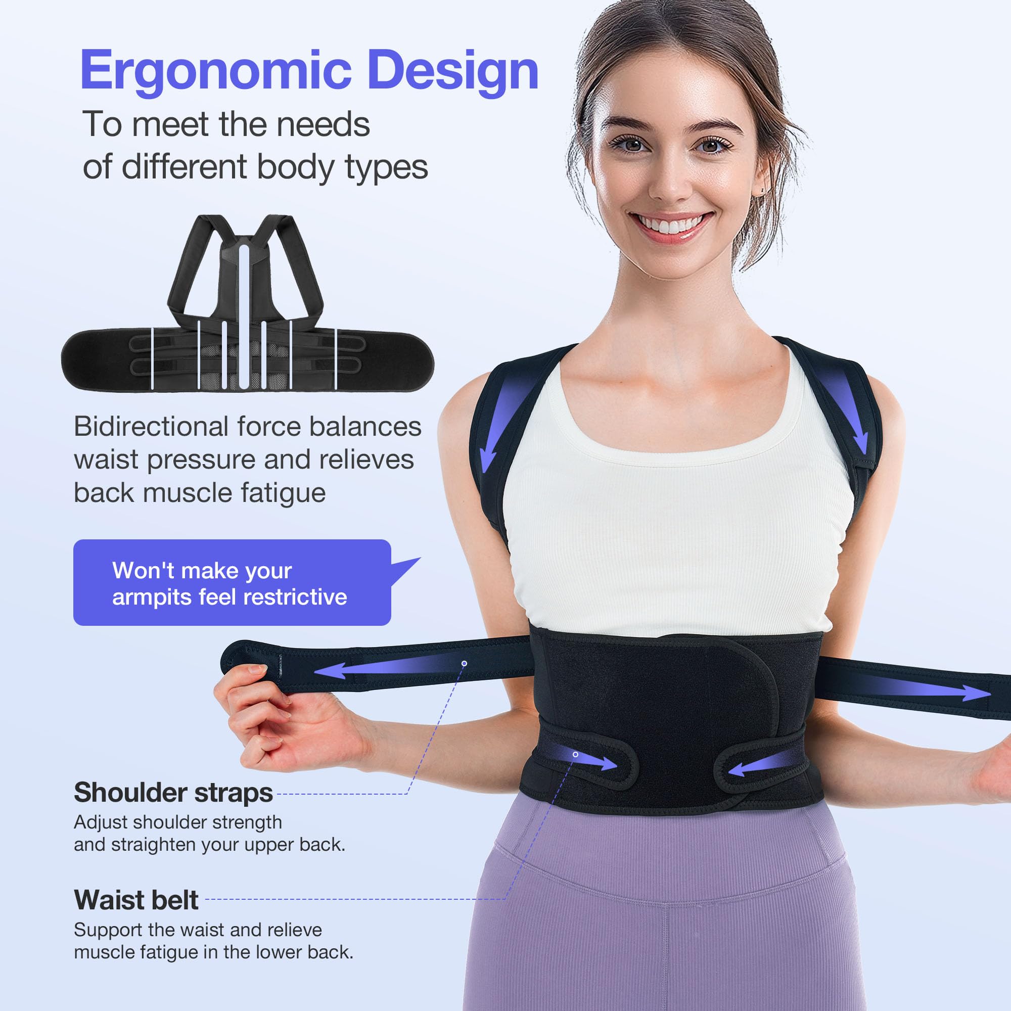 Posture Corrector for Women & Men - Adjustable Back Brace Support for Upper & Lower Back Pain Relief - Lumbar & Neck Shoulder Straightener - Improve Posture for Office, Driving & Daily Use