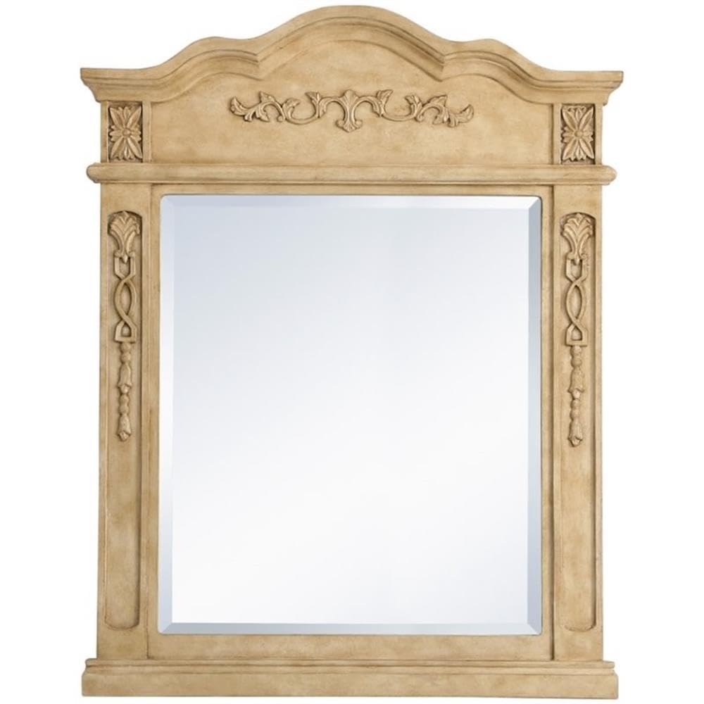 Elegant Danville 36x28 Inch Wood Framed Bathroom Mirror in Antique Beige - Vintage Style Wall Mirror for Bathroom, Bedroom, and Entryway Decor