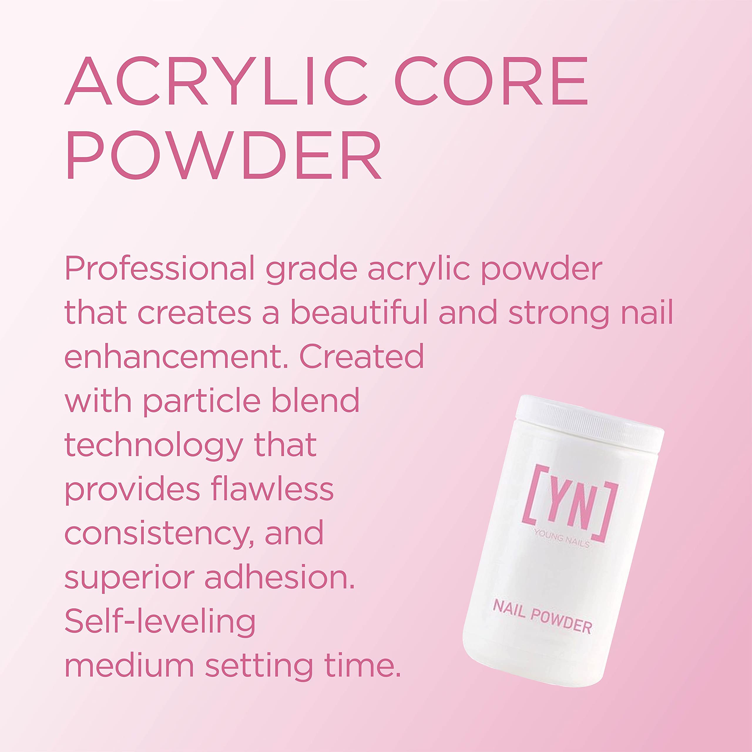 Young Nails Acrylic Cover Powder - Professional Self-Leveling Acrylic Nail Powder for Extensions, Clear Nude Pink & White (660g) | Superior Adhesion, Long-Lasting | Perfect for Salon & DIY Manicures at Home