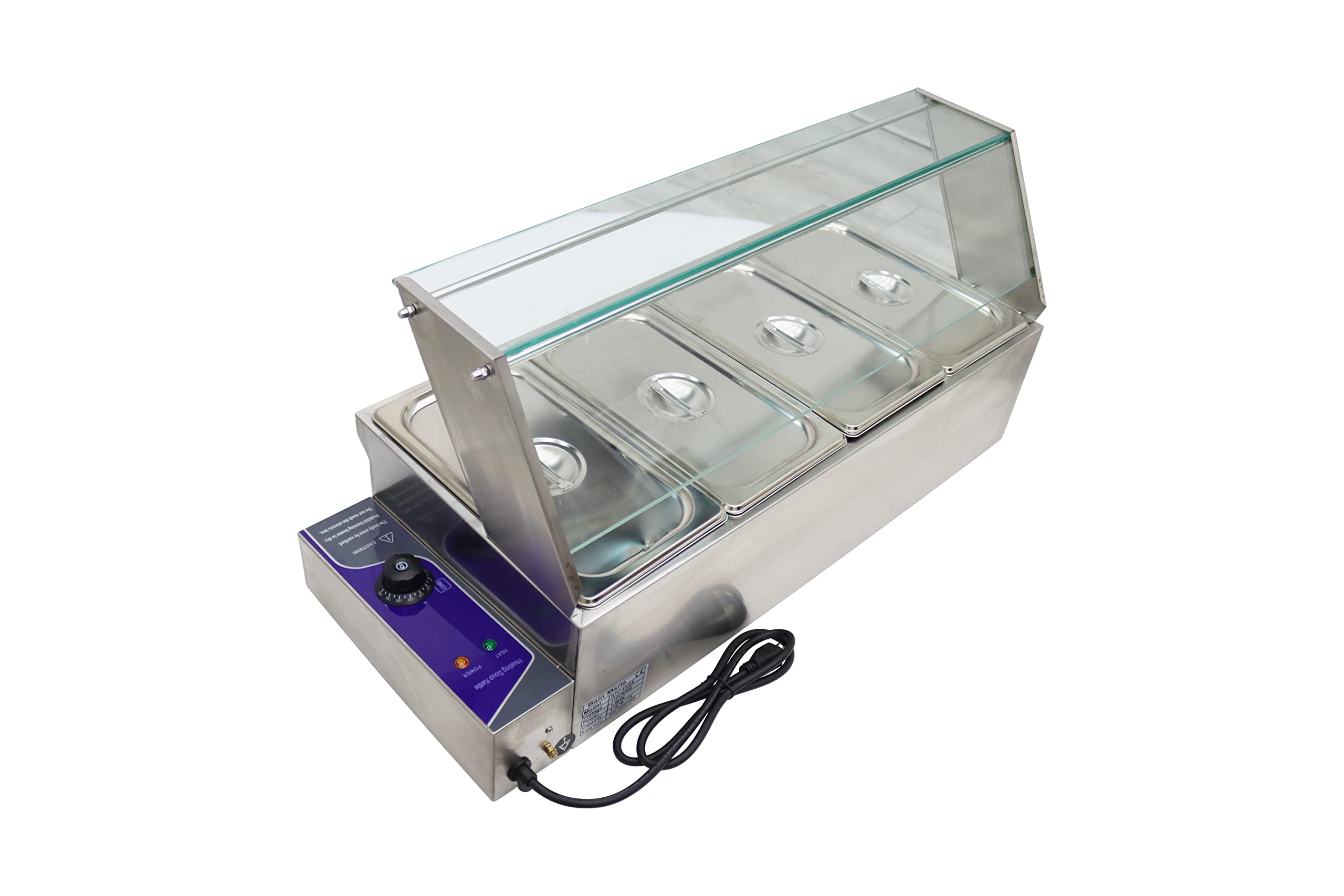 INTBUYING 4-Pot Buffet Food Warmer 110V 1500W Commercial Stainless Steel Deep Pan Warmer - Perfect for Catering, Buffets, Restaurants and Party Food Serving