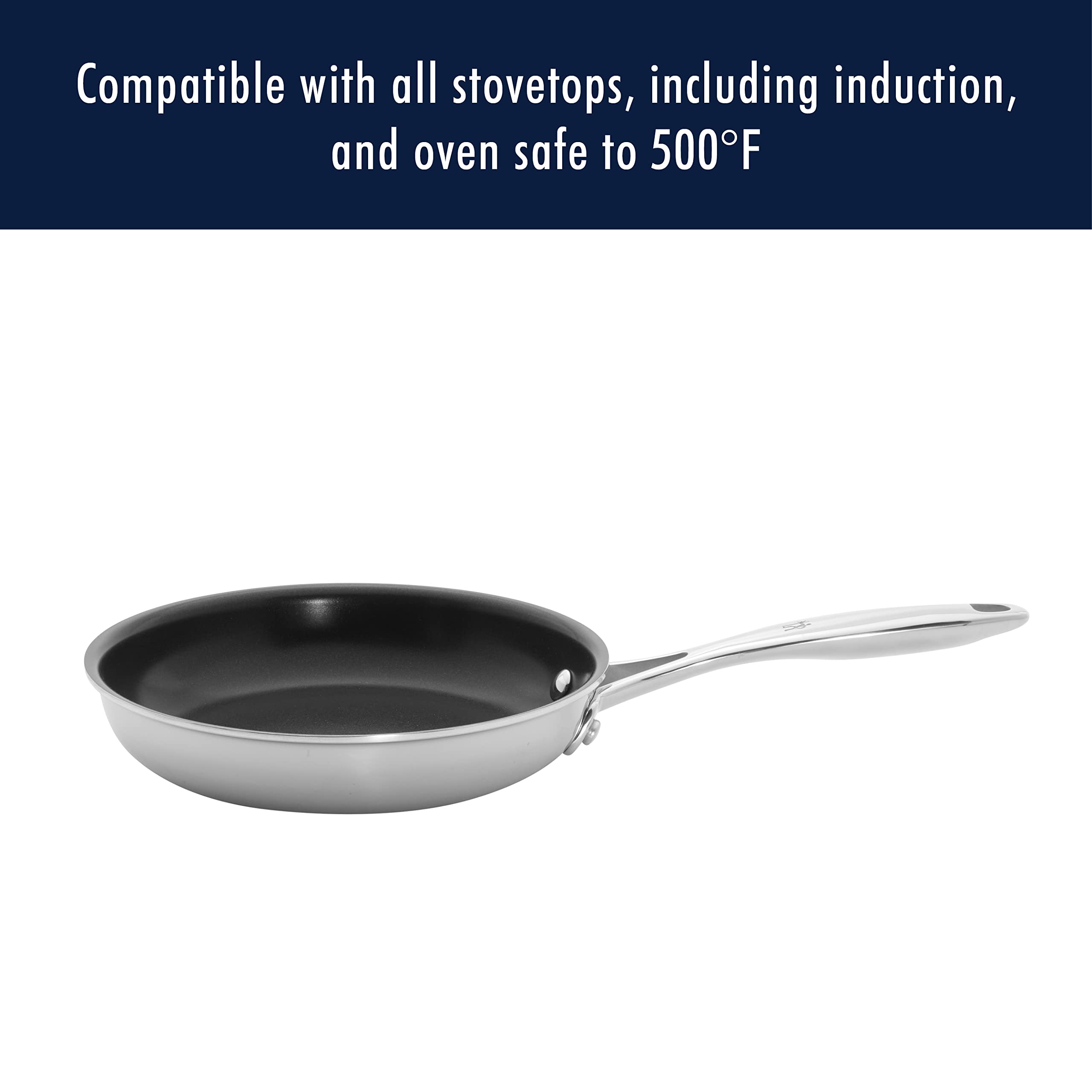 HENCKELS Clad Impulse 2-Piece Nonstick Cookware Set - Stainless Steel Frying Pans with 3-Ply Clad Construction, Mirror Finish, Dishwasher & Oven Safe, Induction Compatible, PFOA-Free Nonstick Coating - Perfect for Sautéing, Frying & Baking at Home