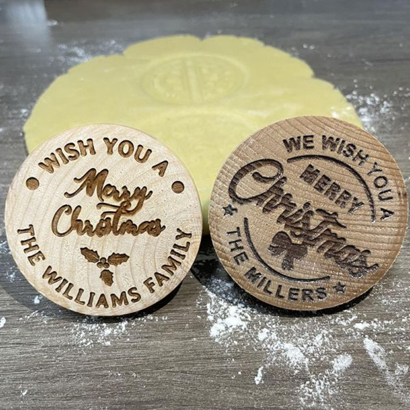 Personalized Wooden Christmas Cookie Stamp Set - Custom Holiday Cookie Decorations for Baking, Cupcakes & DIY Home Decor - Perfect for Christmas Gifts & Festive Baking Parties