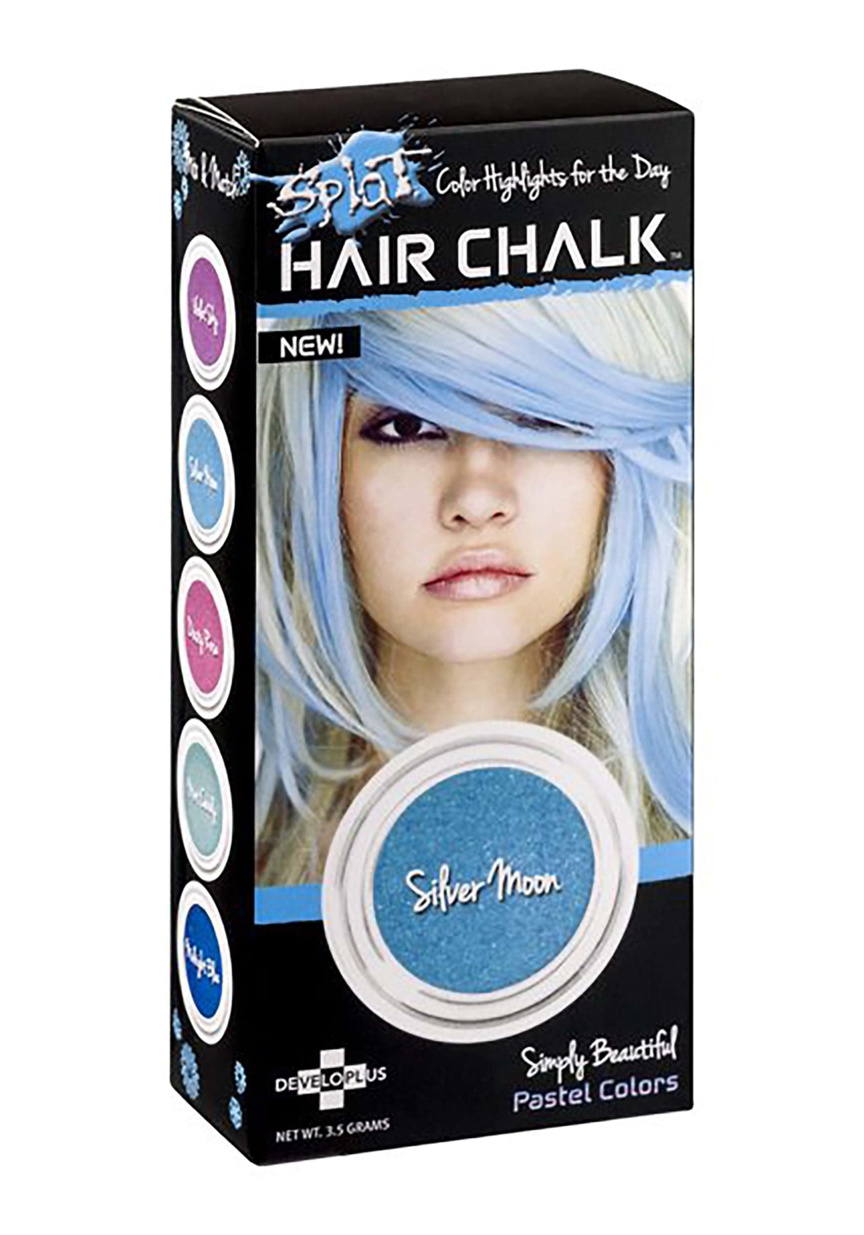 Splat Silver Moon Hair Chalk - Temporary Washable Hair Color for Kids & Adults, Cruelty-Free Vegan Hair Dye, Easy Glide-on Formula for Vibrant Pops of Color - Perfect for Parties, Halloween, Cosplay & Festivals