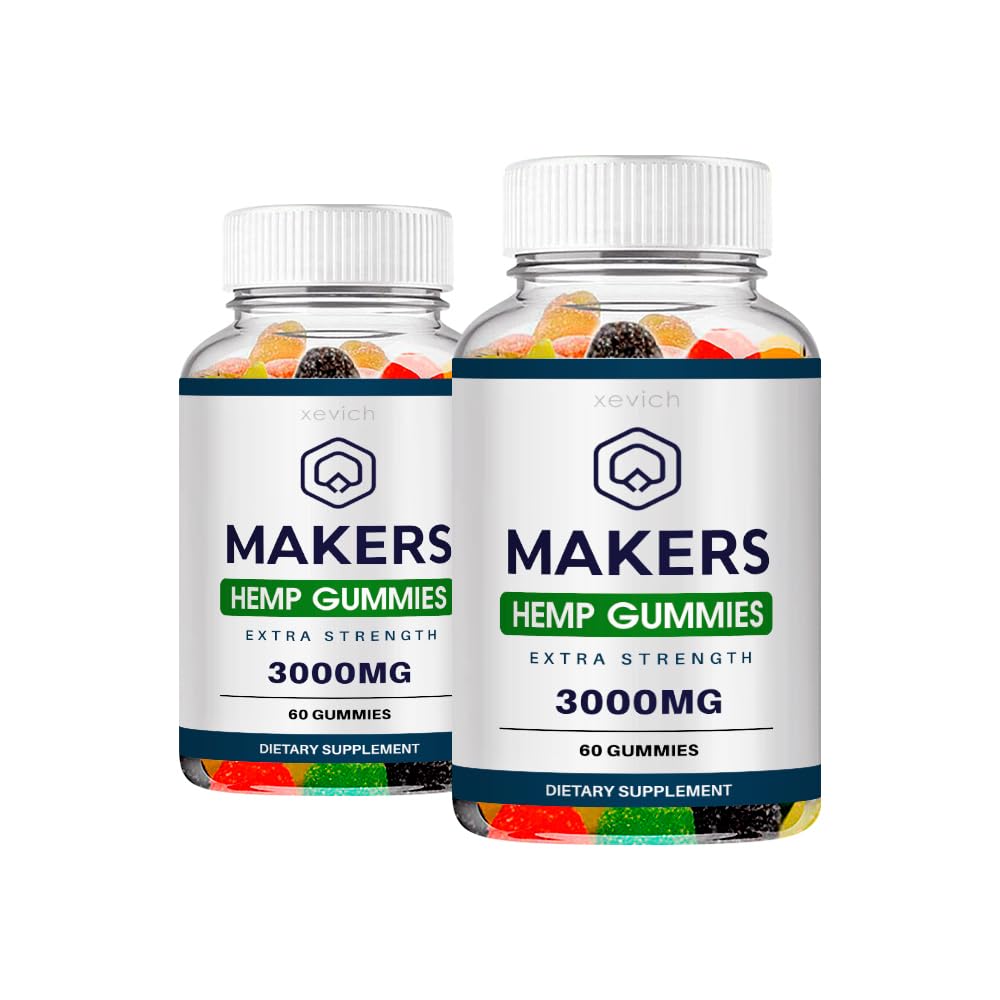 Premium Makers Hemp Gummies - 2 Pack (120 Count) | Natural Stress Relief & Sleep Support | Vegan CBD Edibles for Relaxation & Wellness
