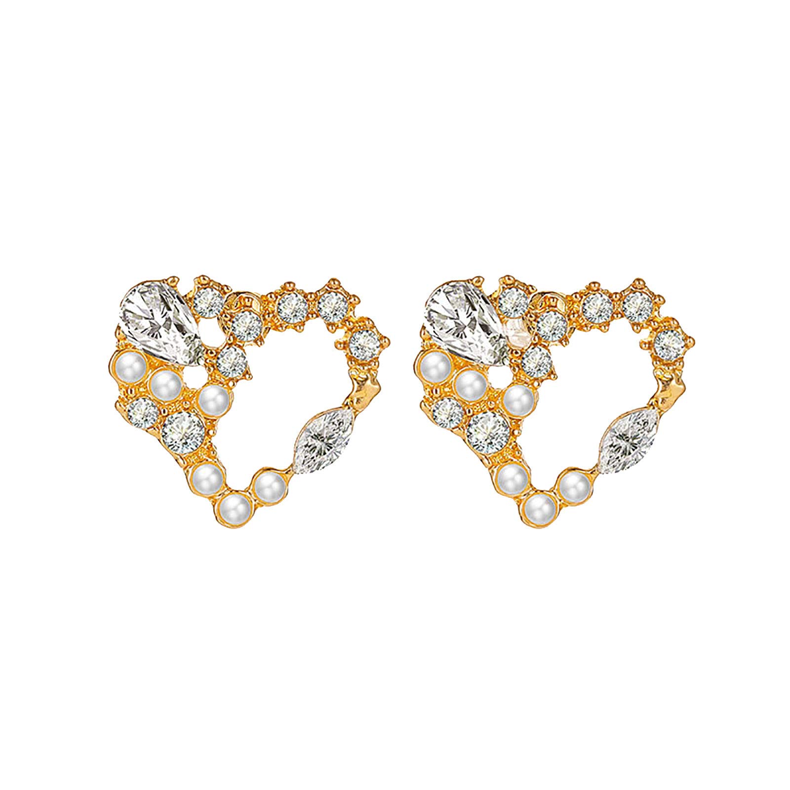 Hypoallergenic Heart-Shaped Zircon Earrings for Women - Cute Korean Fashion Jewelry for Sensitive Ears | Perfect for Date Night, Parties & Everyday Wear