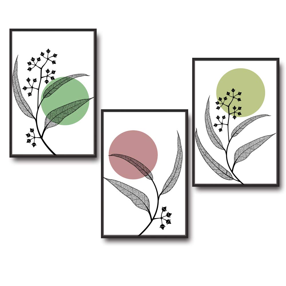 Wall26 3-Panel Framed Leaf Canvas Wall Art Set - 16x24 Inch Ready to Hang Nature Themed Prints for Living Room & Bedroom Decor | Perfect for Modern Home, Office, and Spa Interior Design