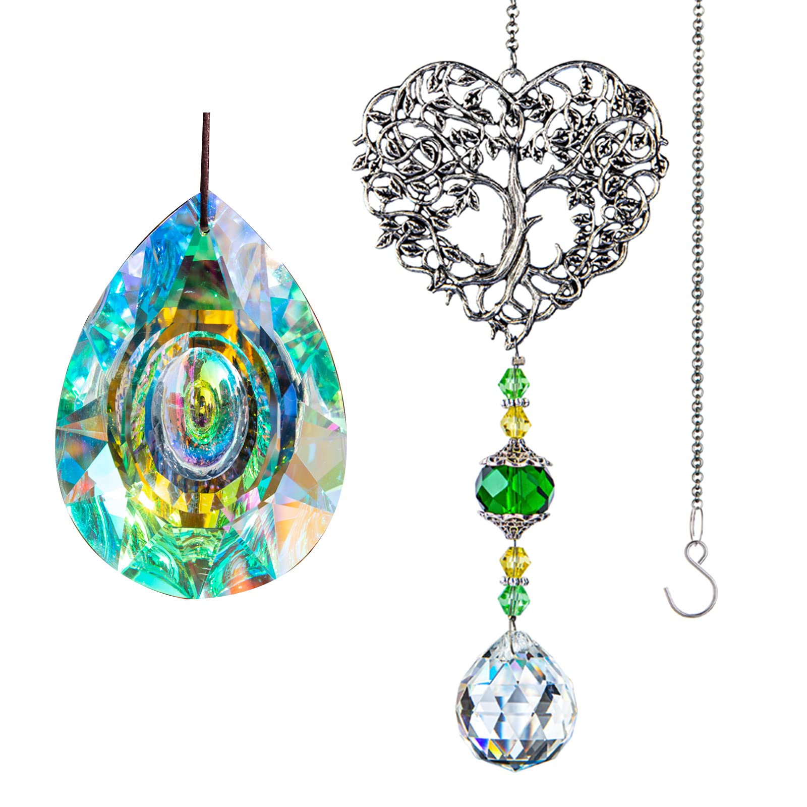 H&D HYALINE & DORA Crystal Suncatcher Rainbow Maker - Premium Hanging Window Prism Decor for Home & Office - Creates Beautiful Rainbows in Sunlight