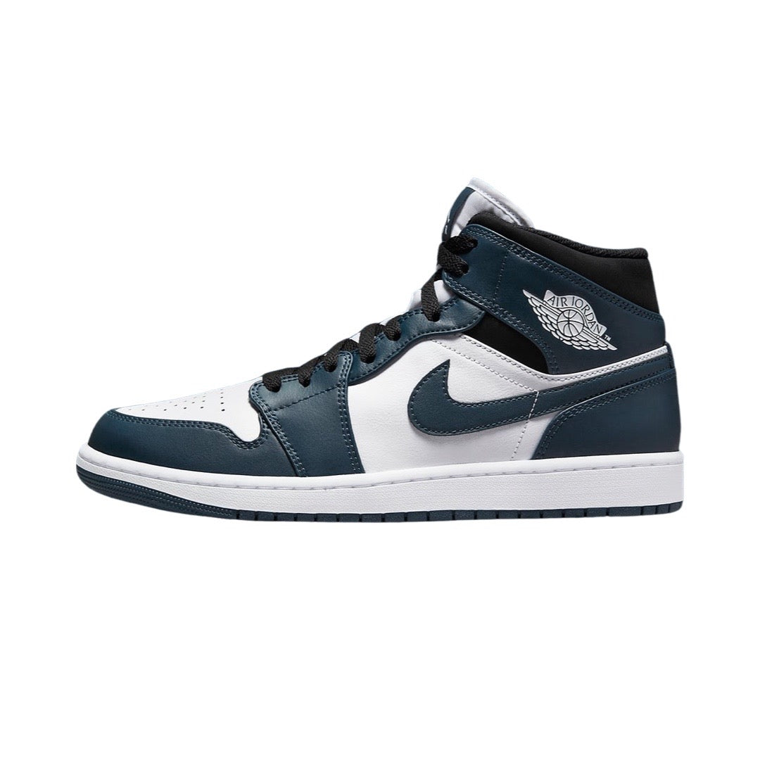 Air Jordan 1 Mid Sneakers - Men's Basketball Shoes in Armory Blue/Navy/White Colorway - Perfect for Streetwear & Casual Outfits
