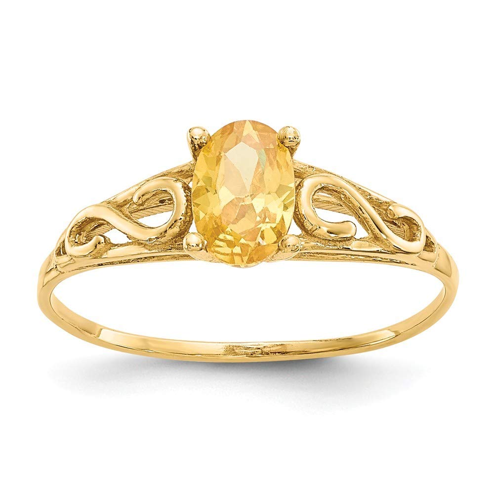 14K Yellow Gold Polished Synthetic Citrine Ring - 6x17mm, Size 5.00 - Elegant Jewelry Gift for Women, Brides, Girlfriends - Perfect for Valentine's Day, Anniversary, Birthday & Special Occasions