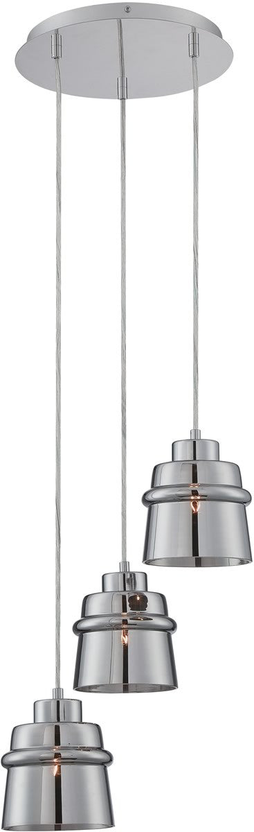 11W Sparta 3-Light Modern Chrome Pendant Lighting Fixture for Kitchen Island, Dining Room, or Entryway