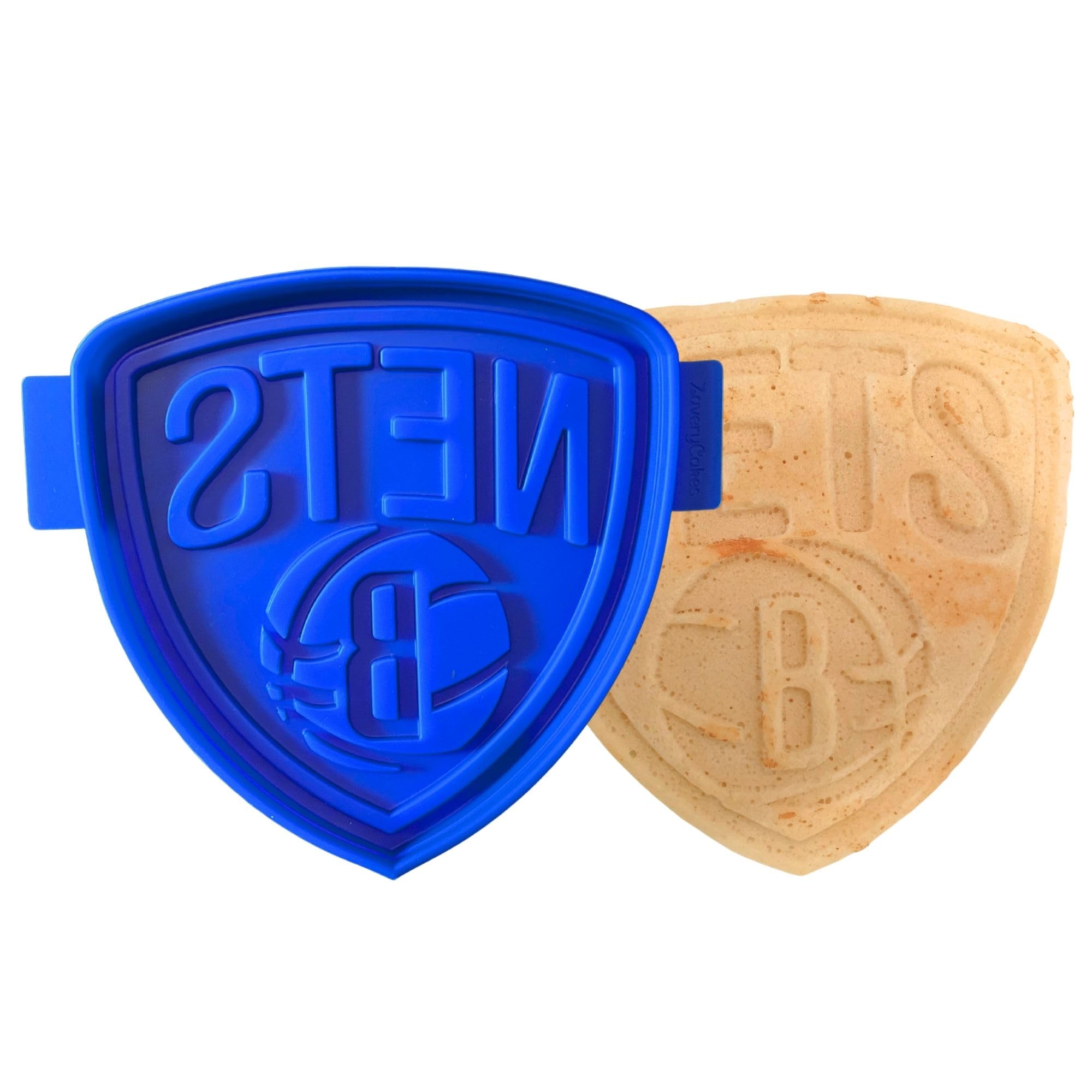 NBA Licensed Brooklyn Nets Logo Silicone Mold - Non-Stick & Dishwasher Safe - Perfect for Making Basketball-Themed Pancakes, Pizza, Cakes, Brownies, Chocolate - Great for Game Day Parties, Birthday Treats & Sports Fan Gifts