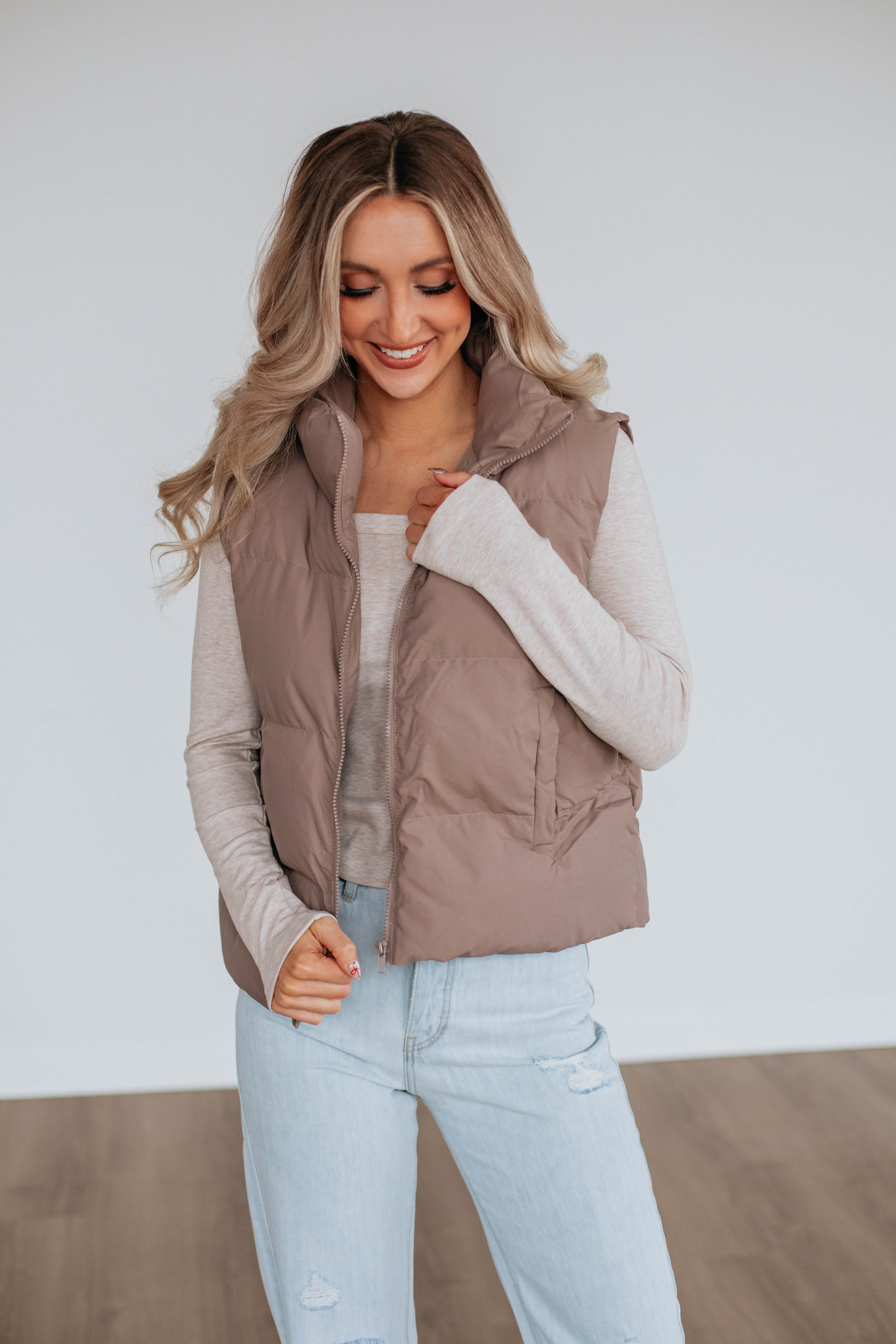 Blayke Women's Mocha Puffer Vest - Lightweight Warm Quilted Jacket for Outdoor Hiking, Camping & Winter Fashion